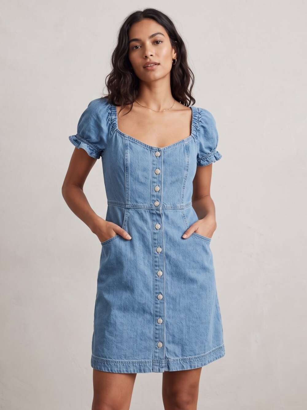 Madewell Light Blue Denim Button-Front Dress